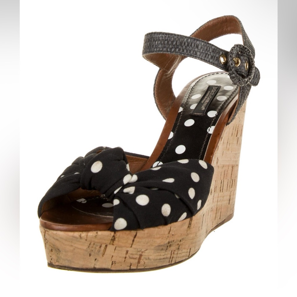 Dolce&Gabbana Polka Dot Wedge Sandals
